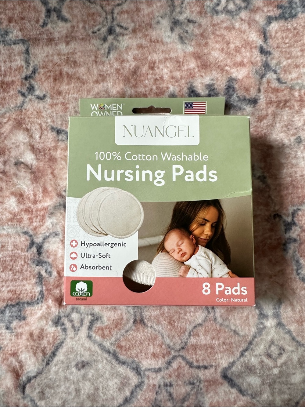 NUANGEL 100% Cotton Washable Nursing Pads - Natural